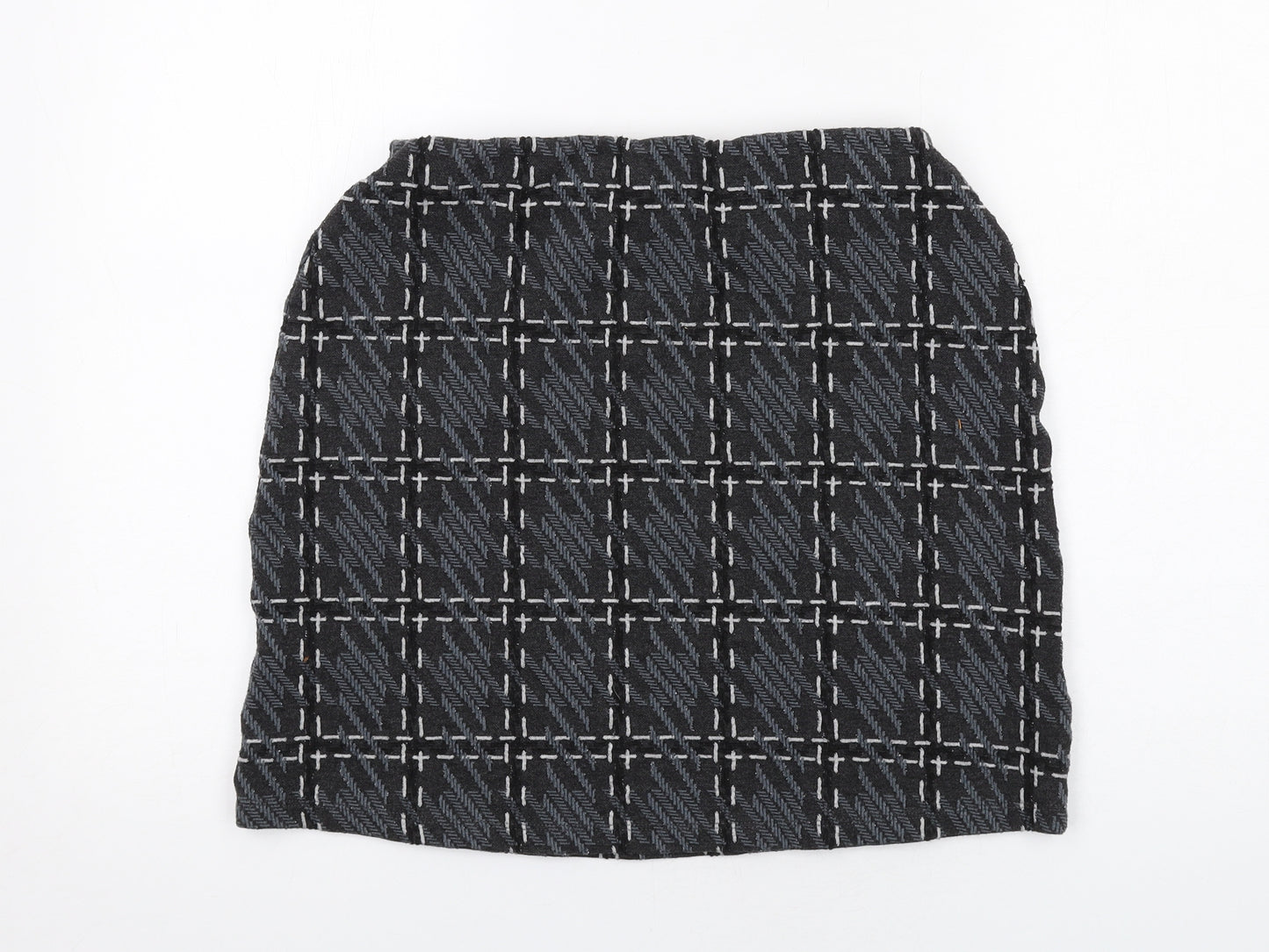 Marks and Spencer Womens Grey Plaid Polyester A-Line Skirt Size 12