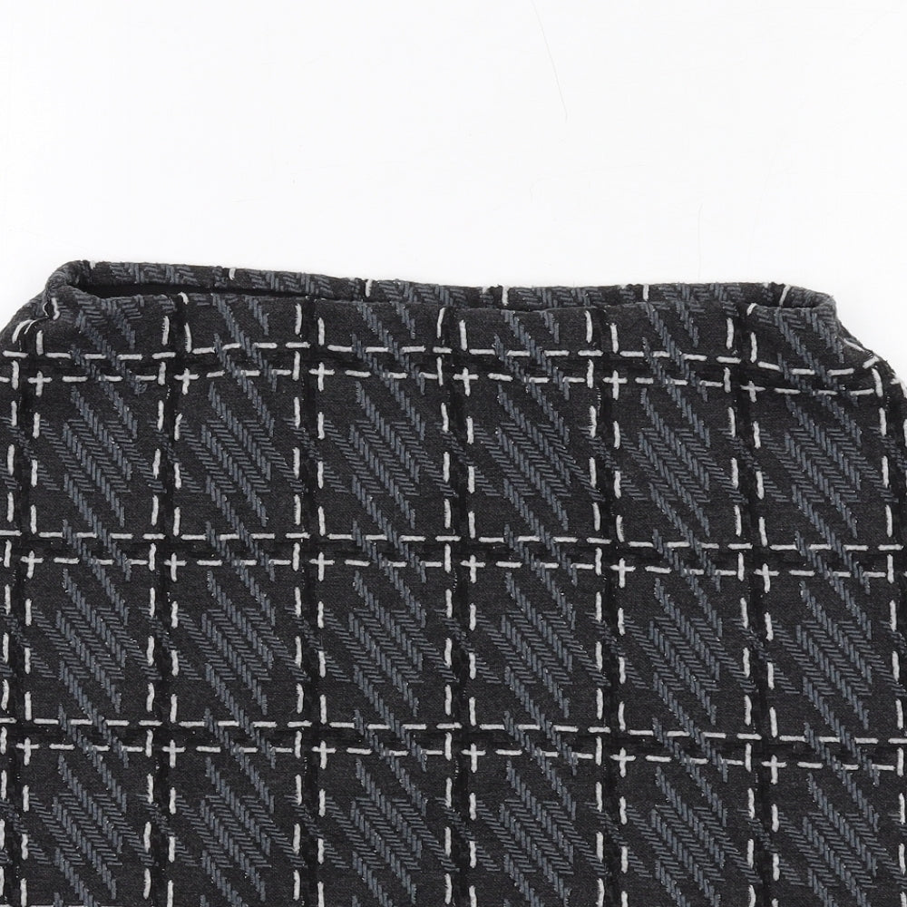 Marks and Spencer Womens Grey Plaid Polyester A-Line Skirt Size 12