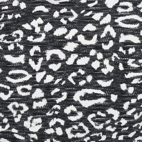 Marks and Spencer Womens Black Animal Print Polyester Basic T-Shirt Size 8 Round Neck - Leopard Print