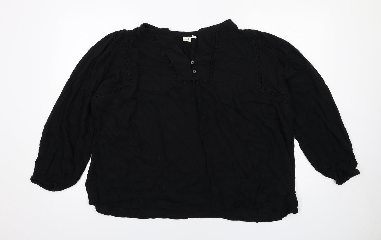 Gap Womens Black Viscose Basic Blouse Size L V-Neck