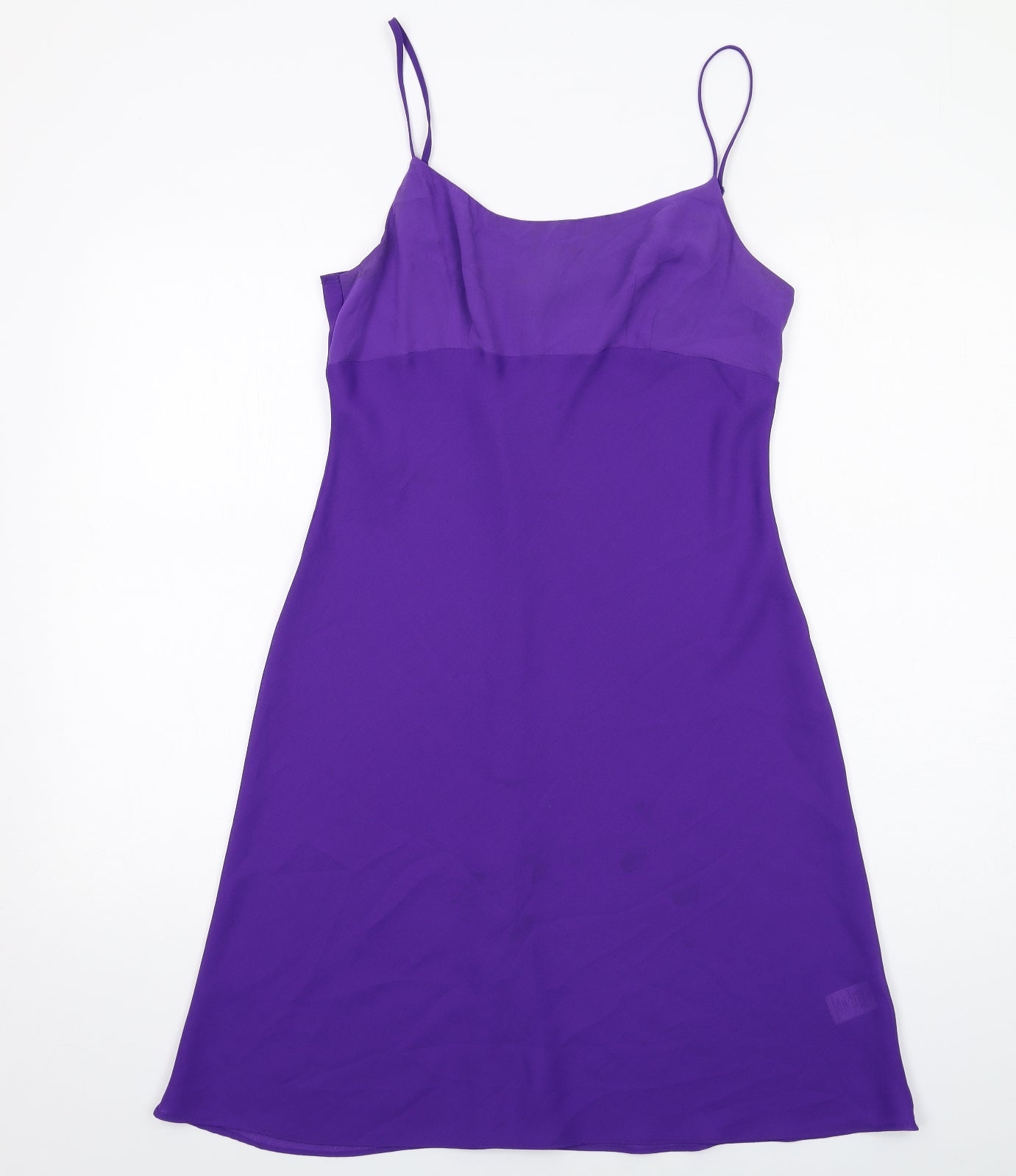 Monsoon Womens Purple Polyester Slip Dress Size 12 Round Neck Pullover