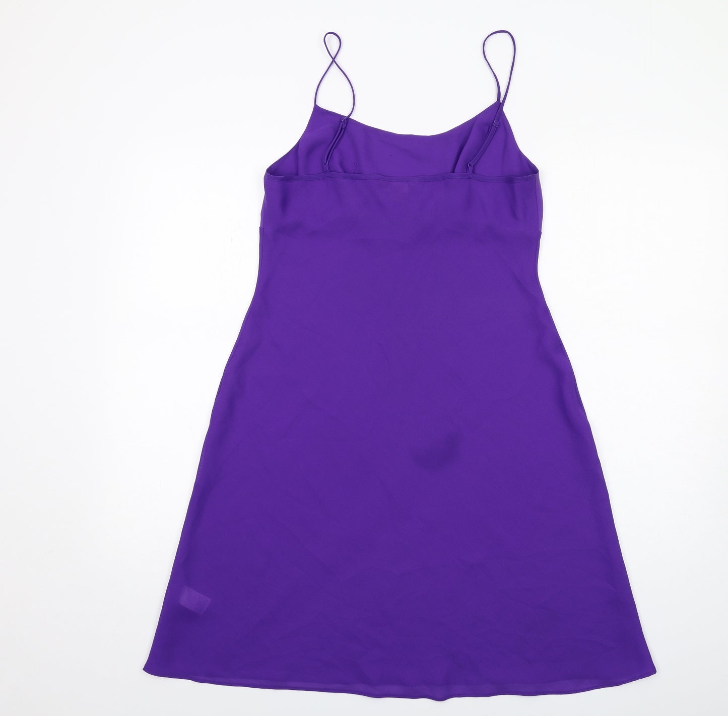 Monsoon Womens Purple Polyester Slip Dress Size 12 Round Neck Pullover