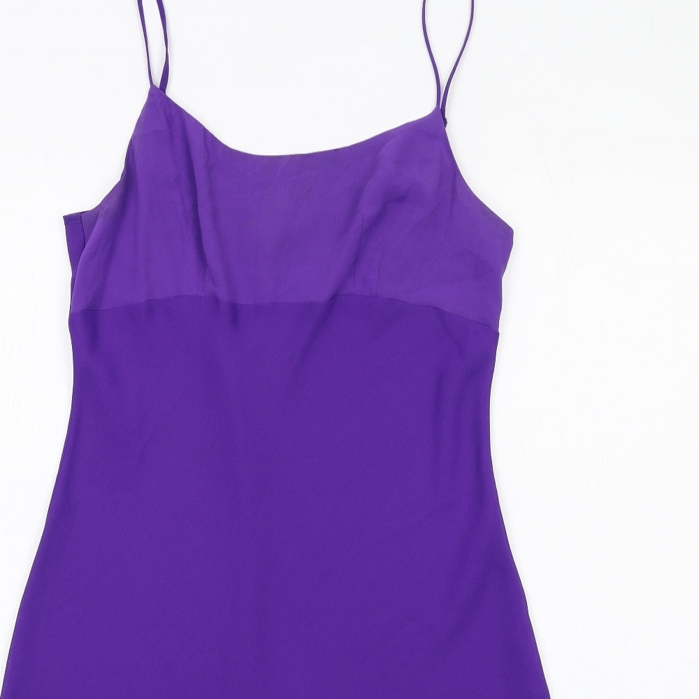 Monsoon Womens Purple Polyester Slip Dress Size 12 Round Neck Pullover