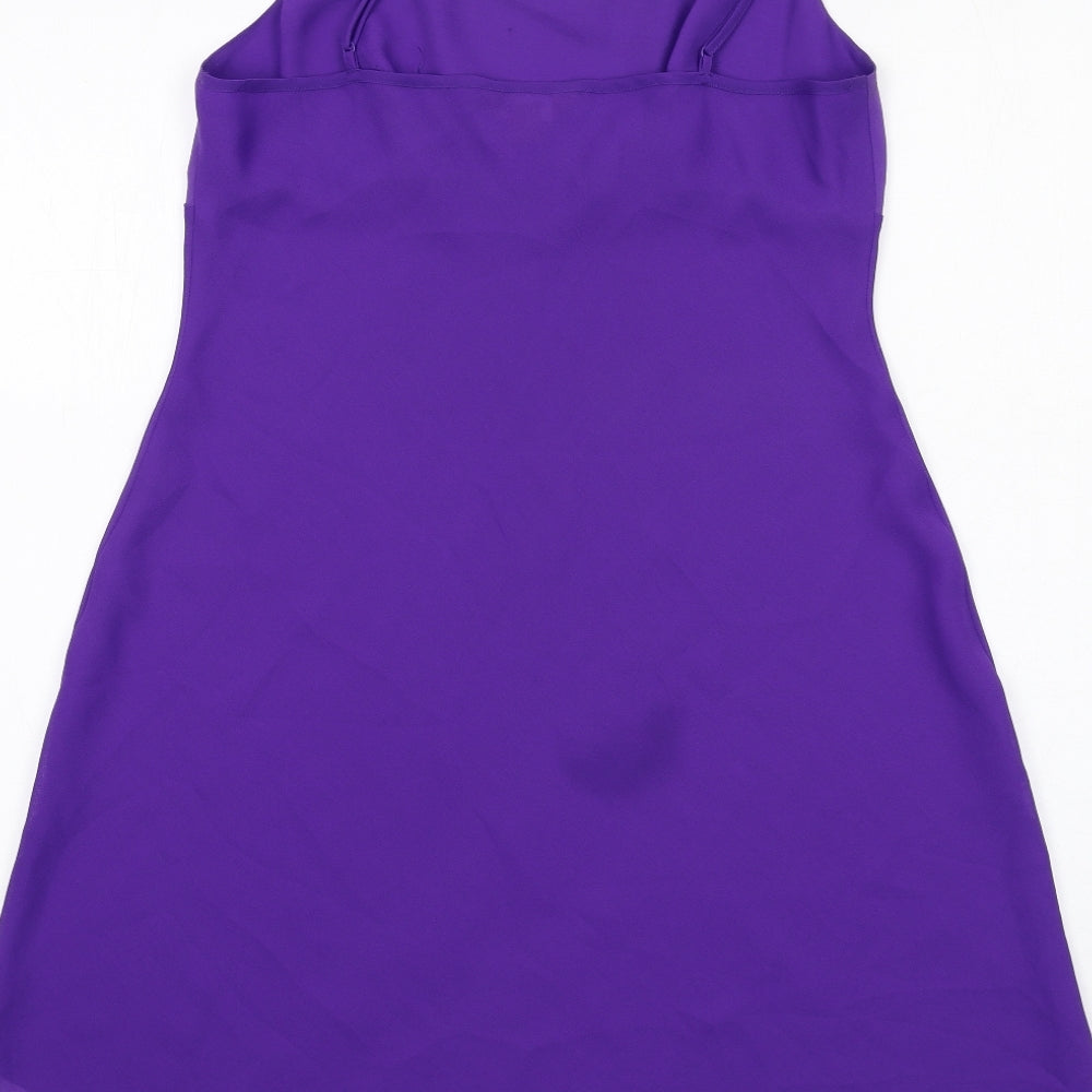 Monsoon Womens Purple Polyester Slip Dress Size 12 Round Neck Pullover