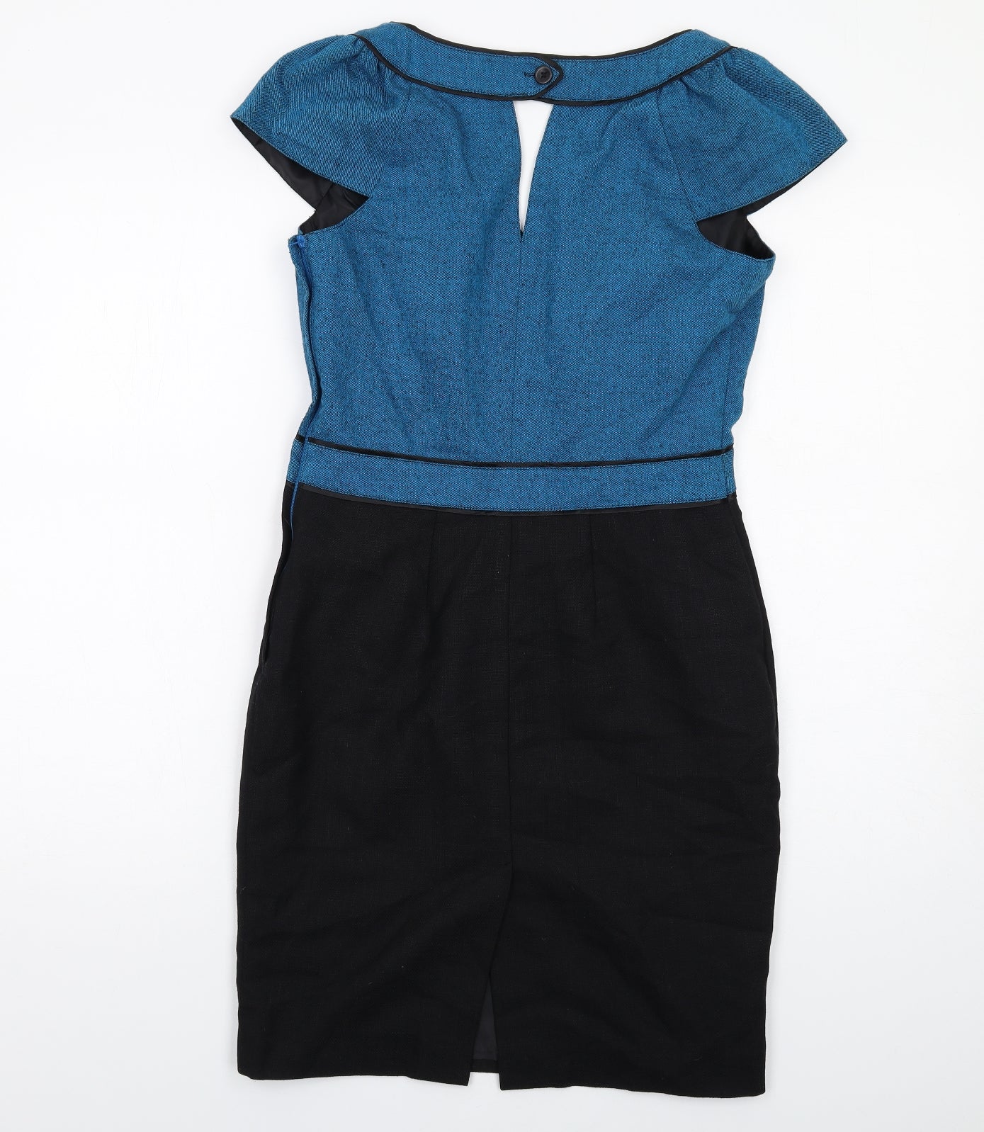 NEXT Womens Black Colourblock Viscose Shift Size 8 V-Neck Zip