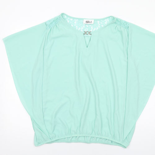 Afibel Womens Green Polyester Basic Blouse Size 18 Round Neck