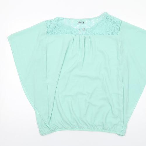 Afibel Womens Green Polyester Basic Blouse Size 18 Round Neck