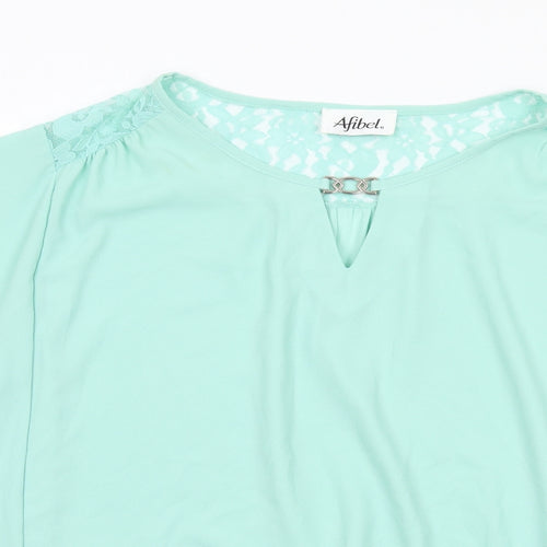 Afibel Womens Green Polyester Basic Blouse Size 18 Round Neck