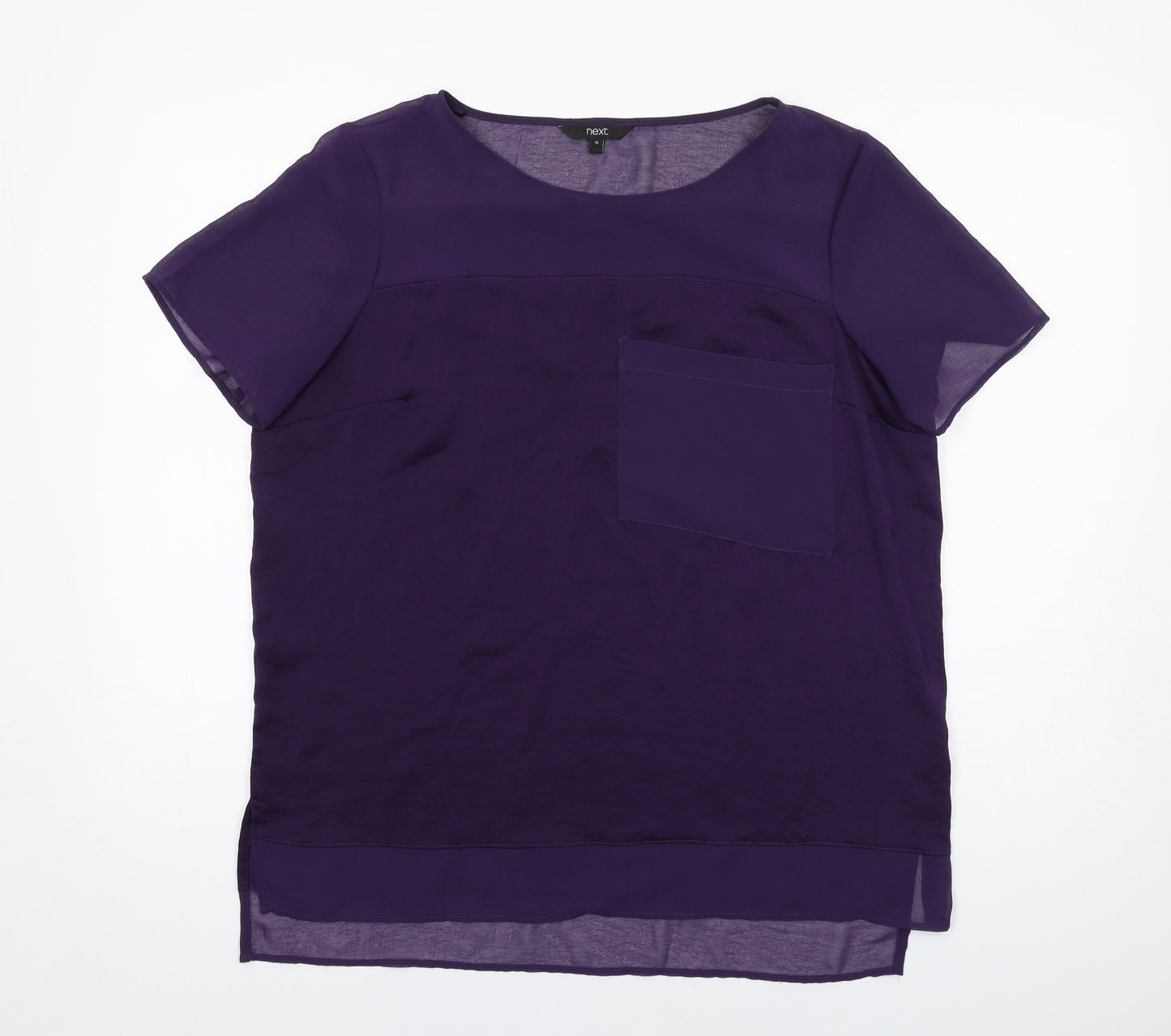 NEXT Womens Purple Polyester Basic T-Shirt Size 16 Round Neck