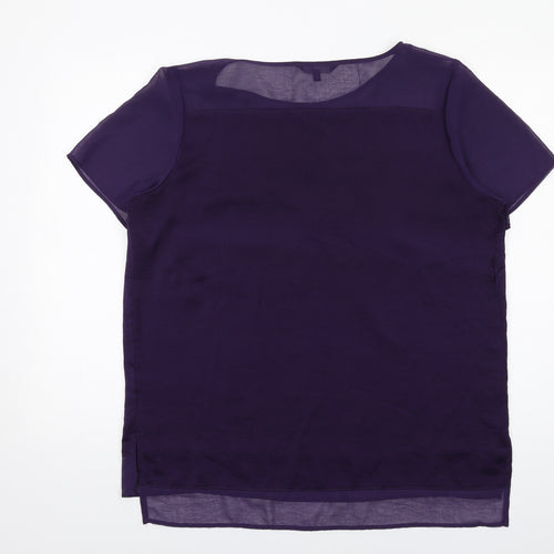 NEXT Womens Purple Polyester Basic T-Shirt Size 16 Round Neck