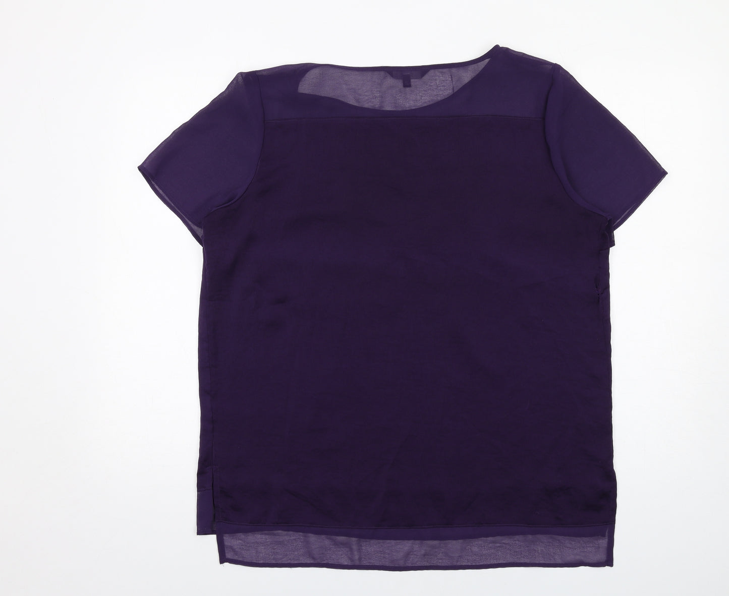 NEXT Womens Purple Polyester Basic T-Shirt Size 16 Round Neck