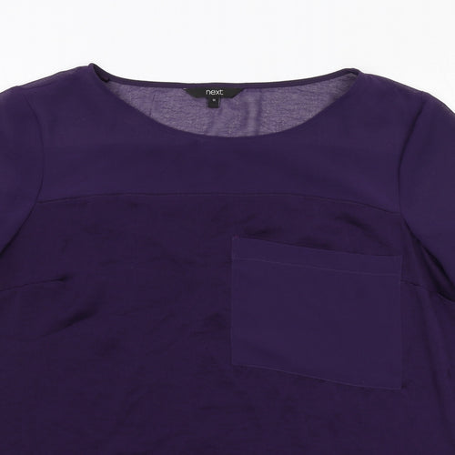 NEXT Womens Purple Polyester Basic T-Shirt Size 16 Round Neck