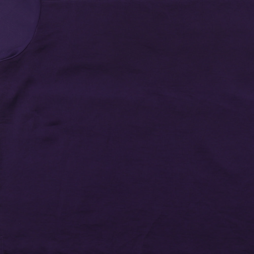 NEXT Womens Purple Polyester Basic T-Shirt Size 16 Round Neck