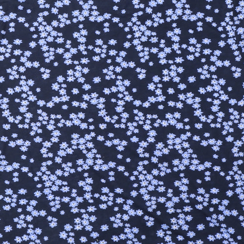 Marks and Spencer Womens Blue Floral Polyester Basic T-Shirt Size 8 Round Neck