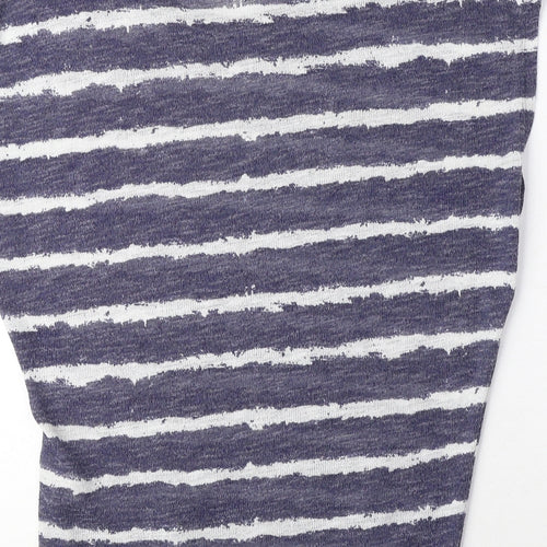 Zara Womens Blue Striped Polyester Basic Blouse Size S Round Neck