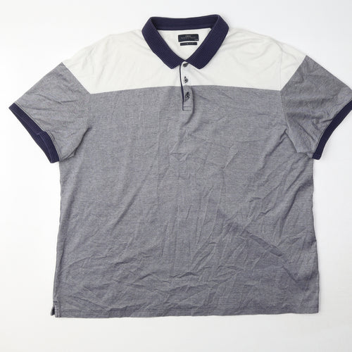 NEXT Mens Blue Colourblock 100% Cotton Polo Size 2XL Collared Button