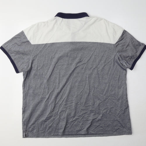 NEXT Mens Blue Colourblock 100% Cotton Polo Size 2XL Collared Button
