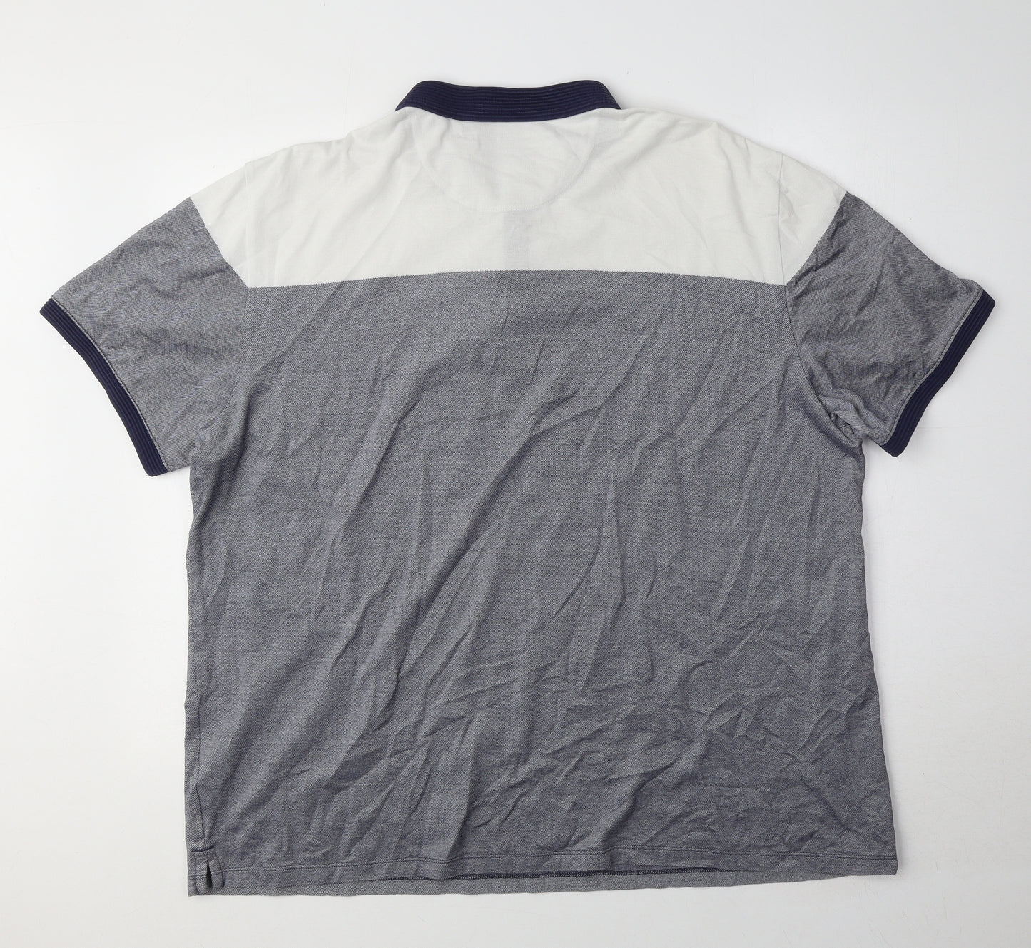 NEXT Mens Blue Colourblock 100% Cotton Polo Size 2XL Collared Button