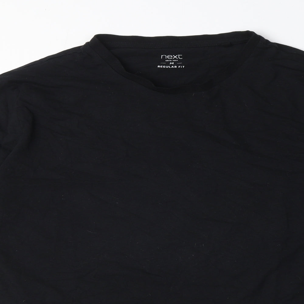 NEXT Mens Black Cotton T-Shirt Size M Round Neck