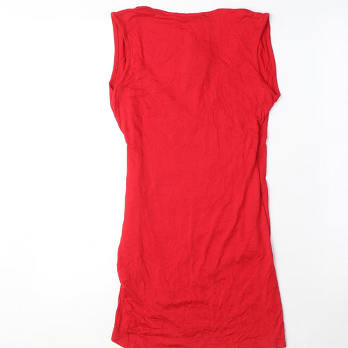 I SAW IT FIRST Womens Red Viscose Mini Size 8 V-Neck Pullover