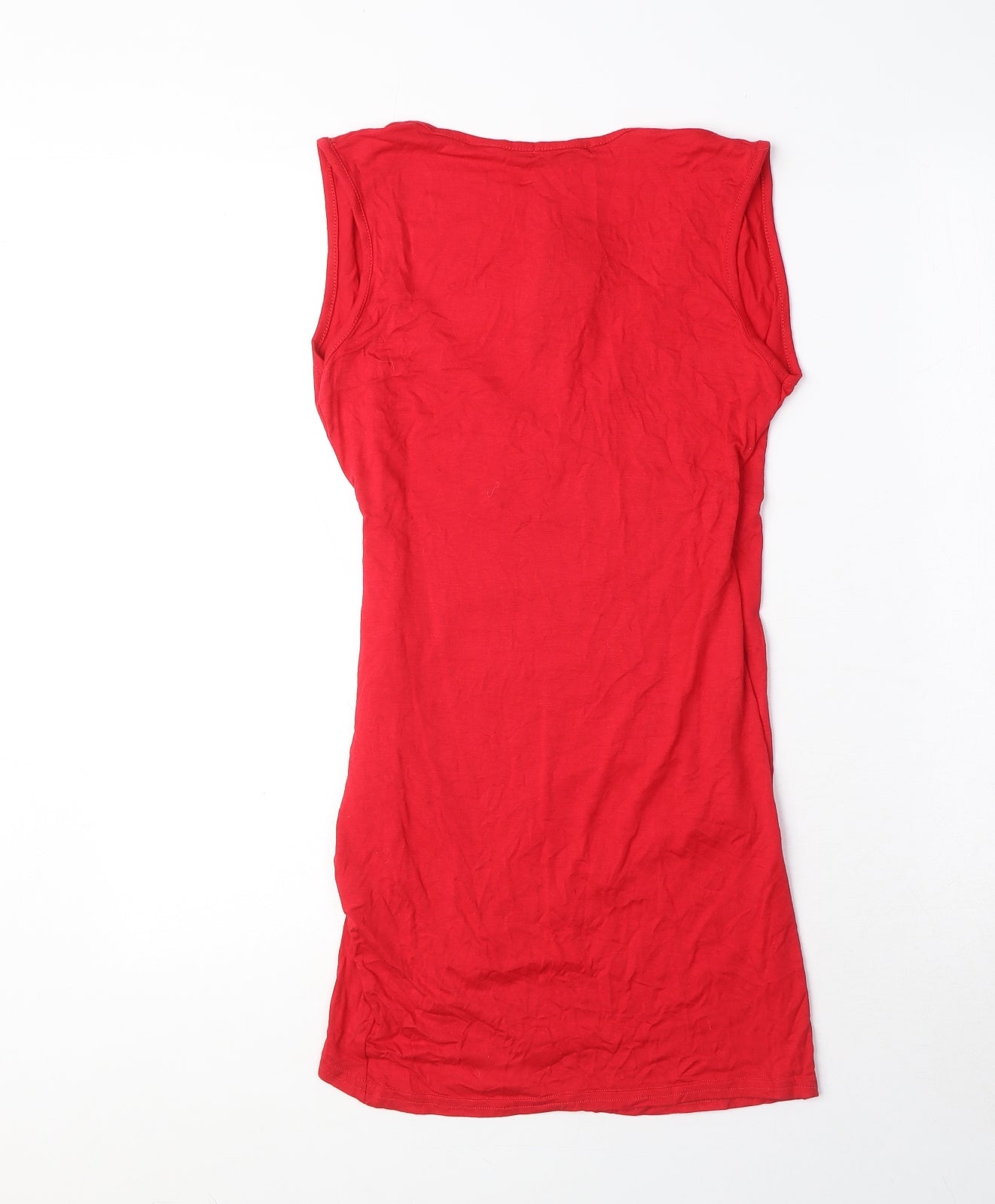 I SAW IT FIRST Womens Red Viscose Mini Size 8 V-Neck Pullover