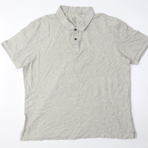 Marks and Spencer Mens Grey 100% Cotton Polo Size 2XL Collared Button
