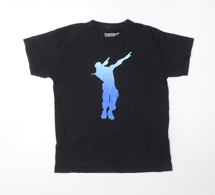 Fortnite Boys Black 100% Cotton Basic T-Shirt Size L Round Neck Pullover