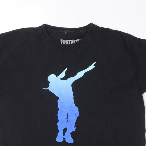 Fortnite Boys Black 100% Cotton Basic T-Shirt Size L Round Neck Pullover