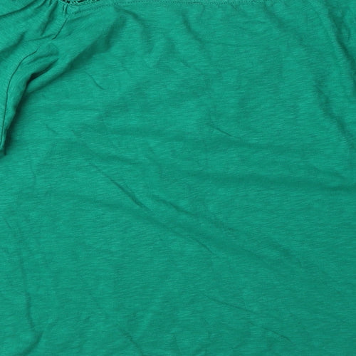 Marks and Spencer Womens Green 100% Cotton Basic Blouse Size 14 Square Neck