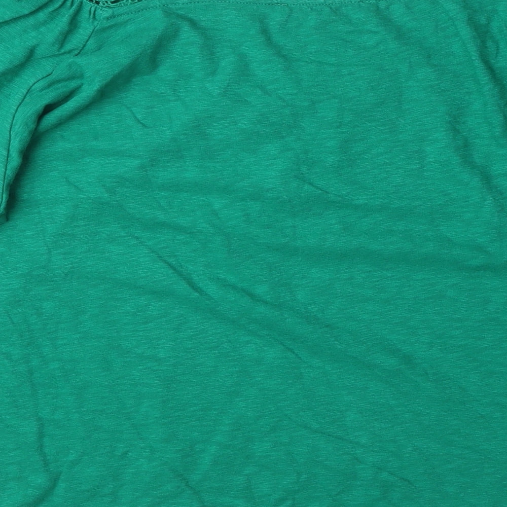 Marks and Spencer Womens Green 100% Cotton Basic Blouse Size 14 Square Neck