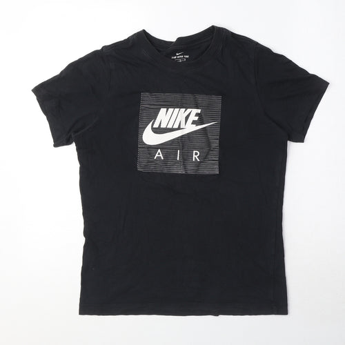 Nike Boys Black 100% Cotton Basic T-Shirt Size L Round Neck Pullover - Nike Air