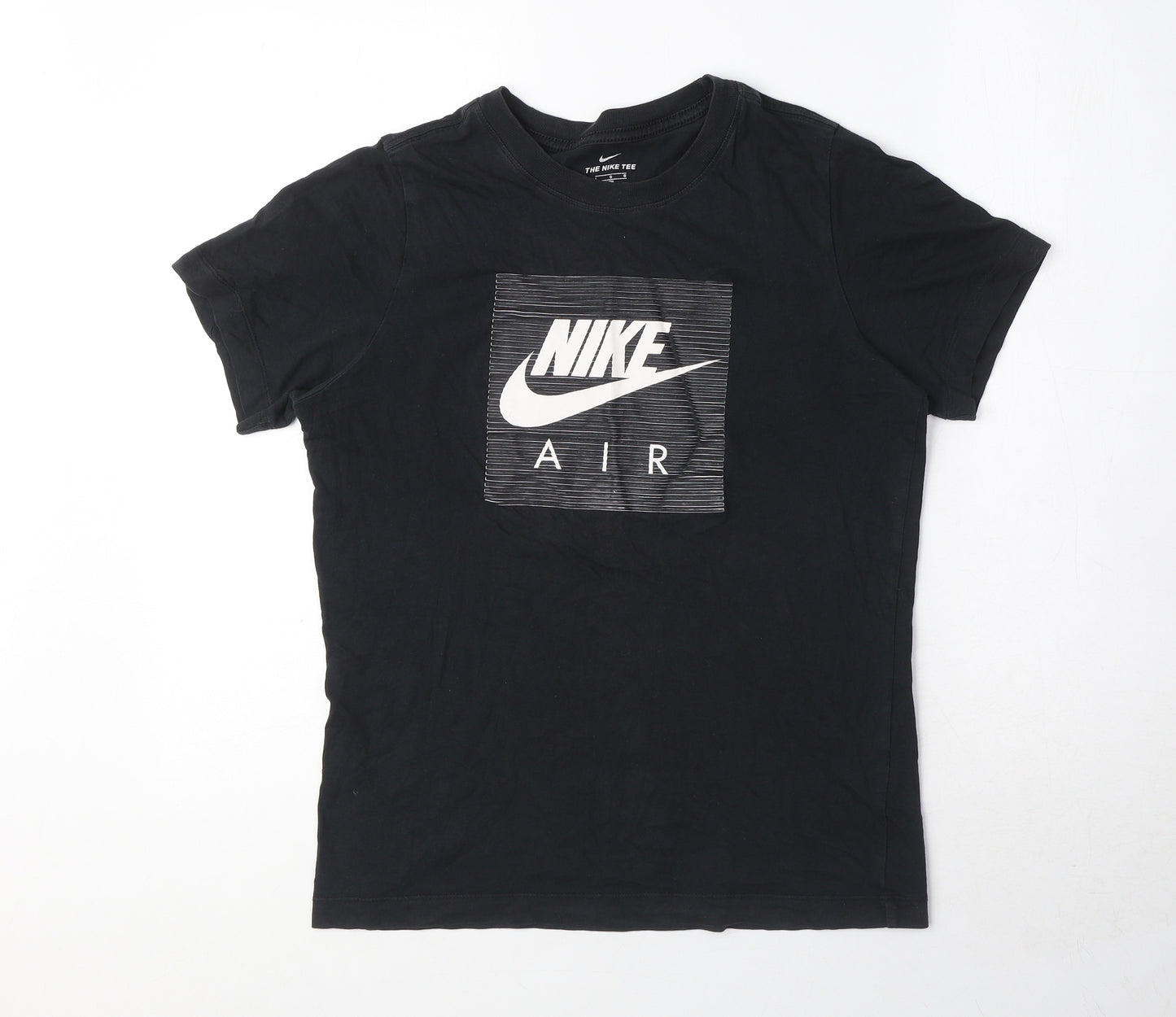 Nike Boys Black 100% Cotton Basic T-Shirt Size L Round Neck Pullover - Nike Air