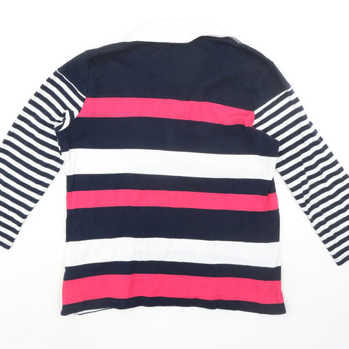 Maine Womens Multicoloured Striped 100% Cotton Basic Polo Size 14 Collared