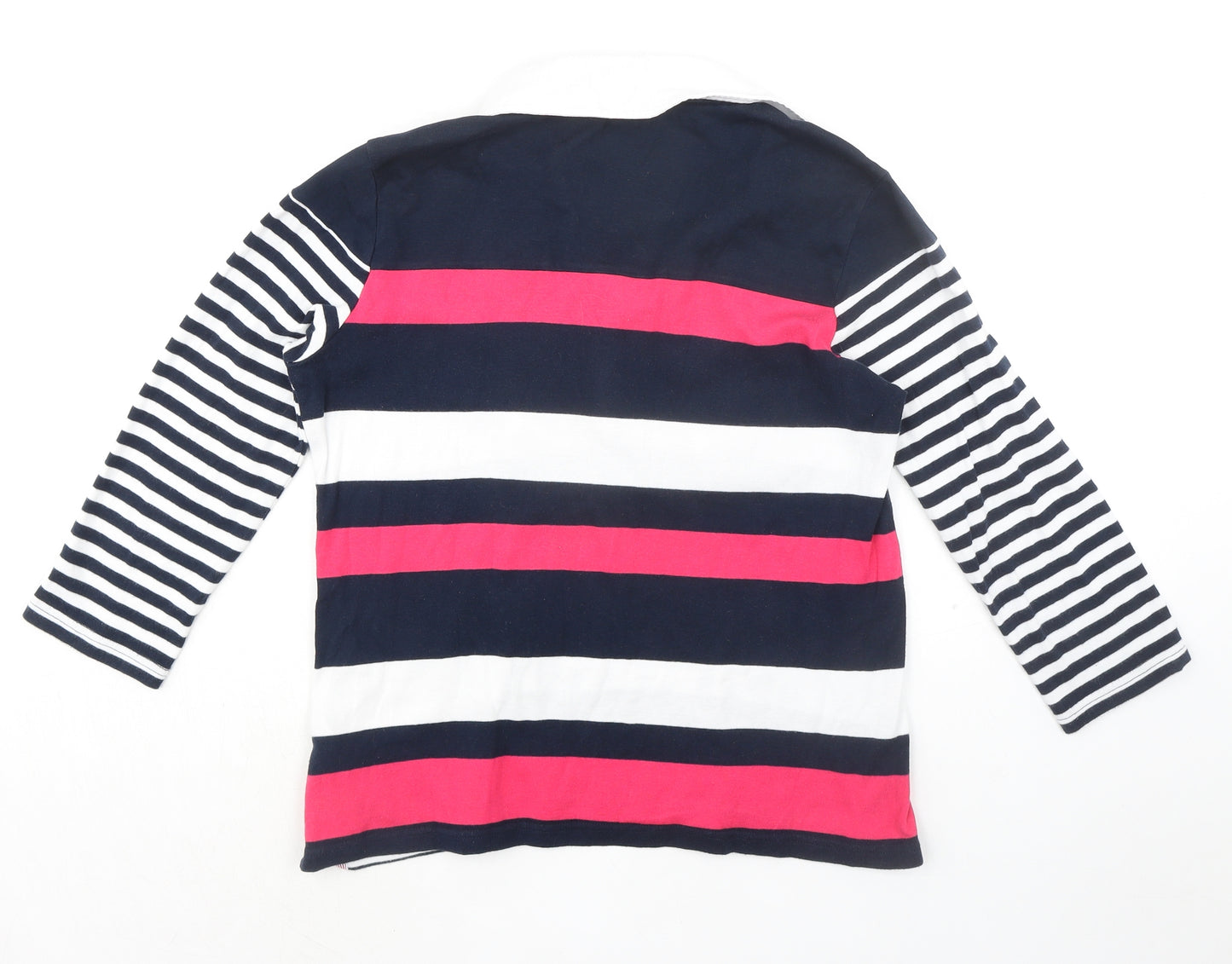 Maine Womens Multicoloured Striped 100% Cotton Basic Polo Size 14 Collared