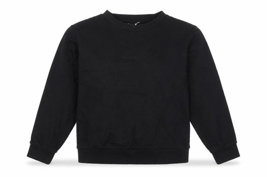 Front view of ASOS women’s black 100% cotton pullover sweatshirt, size UK 8