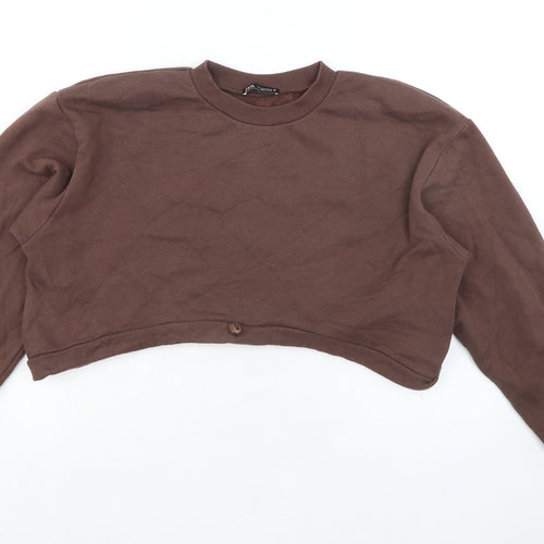 Zara Womens Brown Cotton Pullover Sweatshirt Size M Pullover