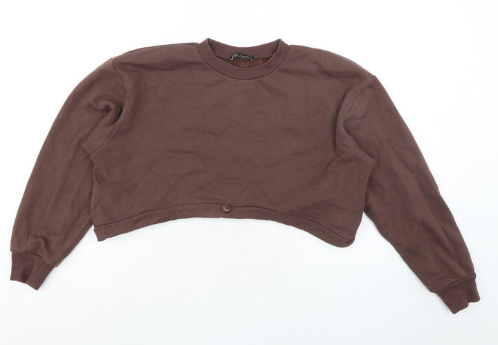 Zara Womens Brown Cotton Pullover Sweatshirt Size M Pullover