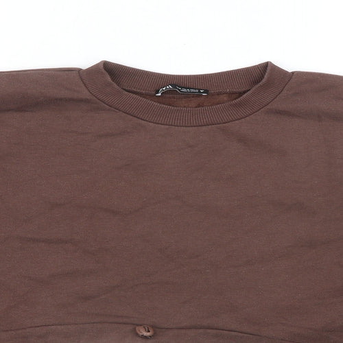 Zara Womens Brown Cotton Pullover Sweatshirt Size M Pullover