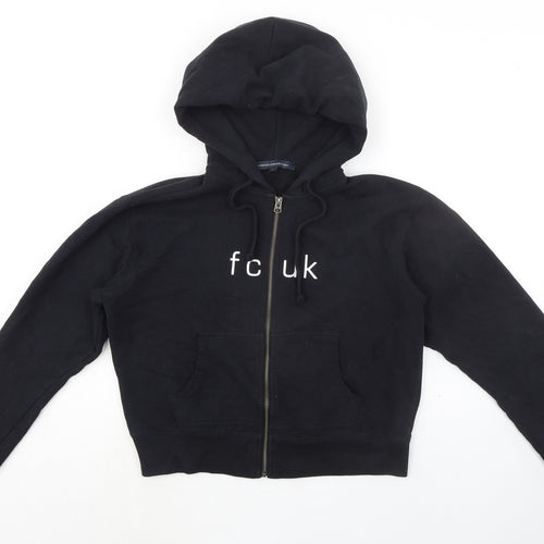 French Connection Womens Black Cotton Full Zip Hoodie Size S Zip - fcuk