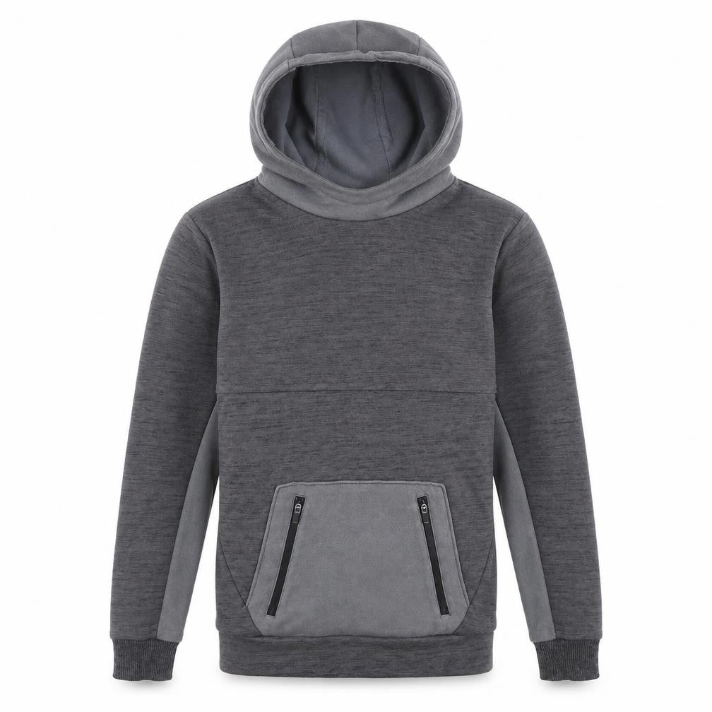 Front view of Marks & Spencer girls’ grey cotton pullover hoodie, size 9-10, years pullover
