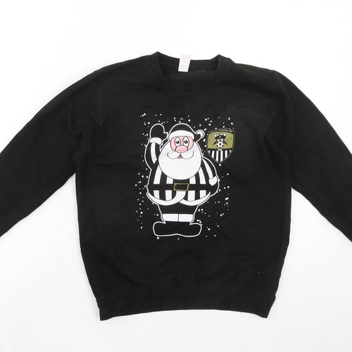 Just Hoods Boys Black Cotton Pullover Sweatshirt Size 12-13 Years Pullover - Hull County FC Santa Claus