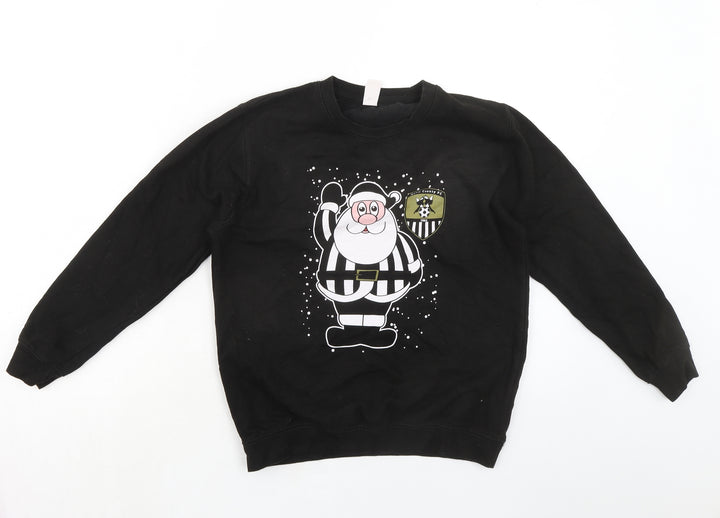 Just Hoods Boys Black Cotton Pullover Sweatshirt Size 12-13 Years Pullover - Hull County FC Santa Claus
