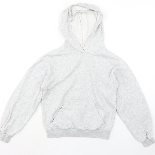H&M Girls Grey Cotton Pullover Hoodie Size 10 Years Pullover - Age 10-12