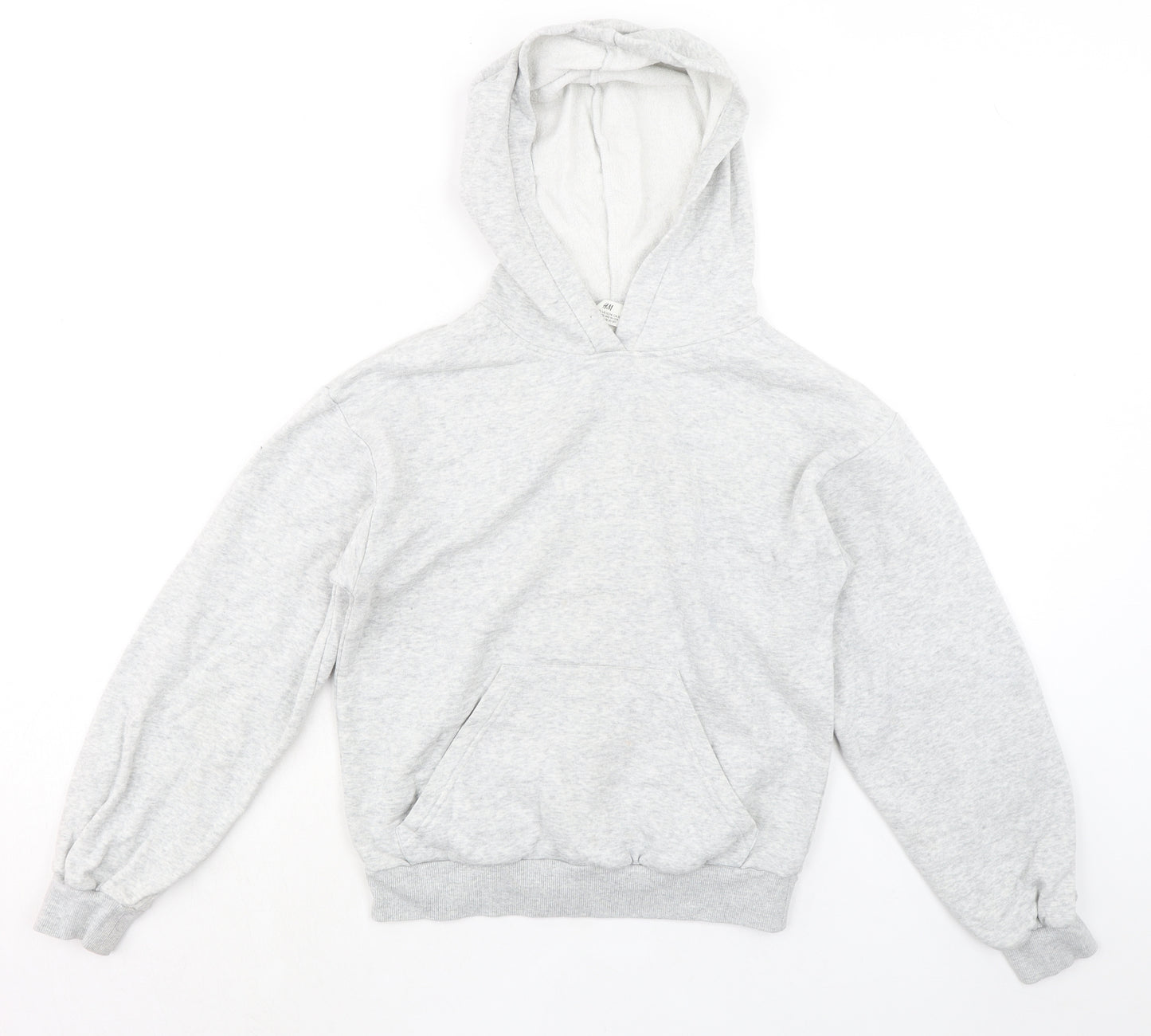 H&M Girls Grey Cotton Pullover Hoodie Size 10 Years Pullover - Age 10-12