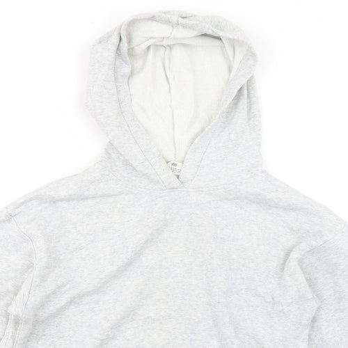 H&M Girls Grey Cotton Pullover Hoodie Size 10 Years Pullover - Age 10-12