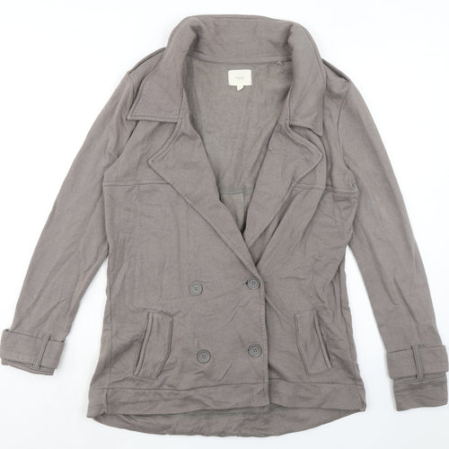 NEXT Womens Grey Cotton Overcoat Jacket Size 10 Button