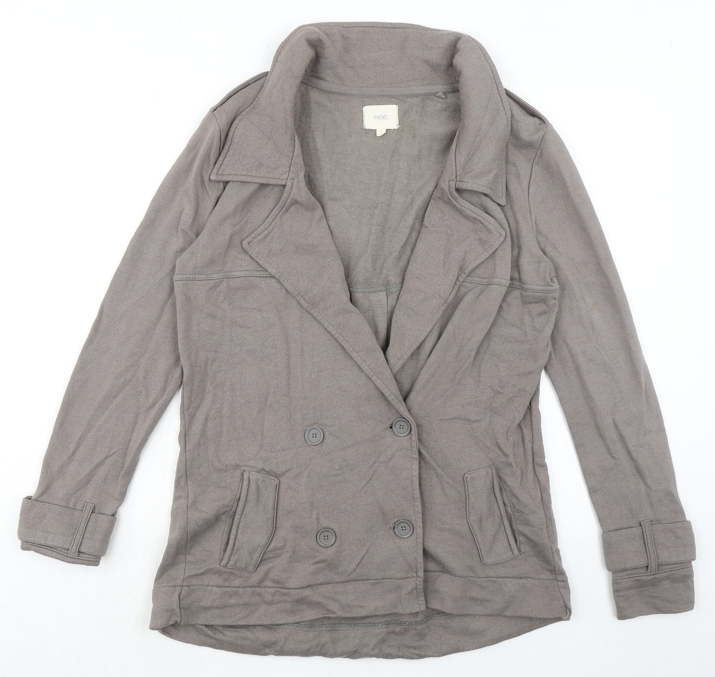 NEXT Womens Grey Cotton Overcoat Jacket Size 10 Button