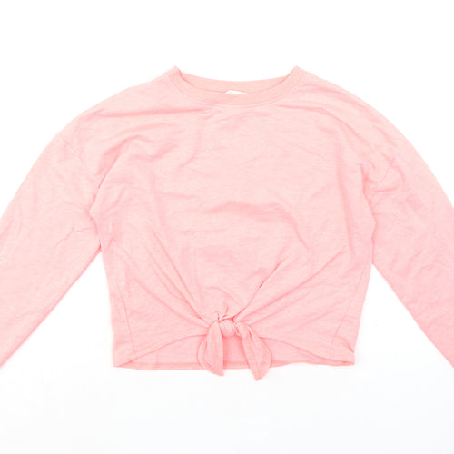 H&M Girls Pink Cotton Pullover Sweatshirt Size 12-13 Years Pullover - Knot Front