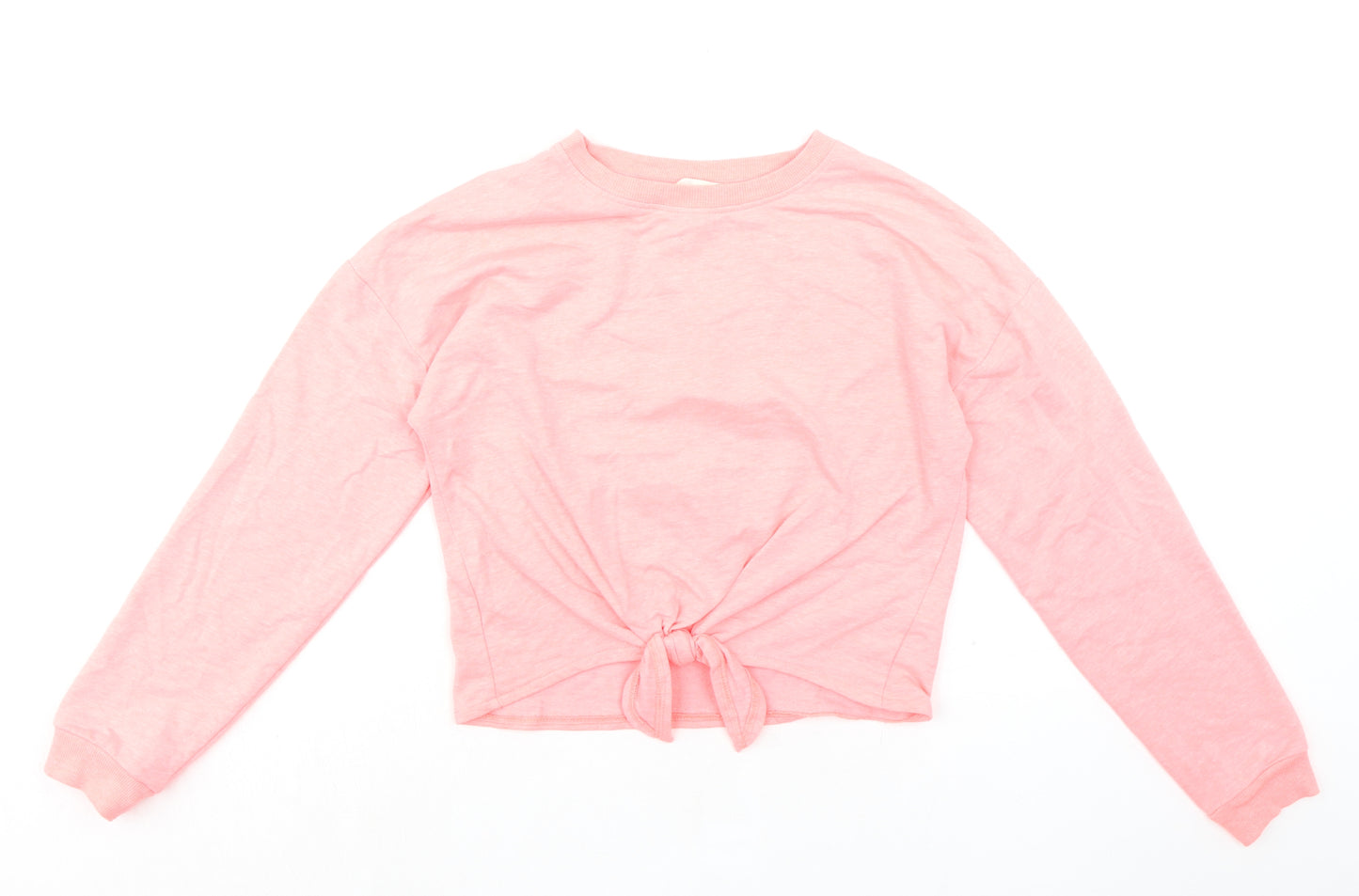 H&M Girls Pink Cotton Pullover Sweatshirt Size 12-13 Years Pullover - Knot Front