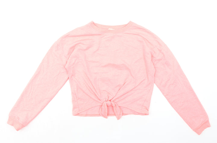 H&M Girls Pink Cotton Pullover Sweatshirt Size 12-13 Years Pullover - Knot Front